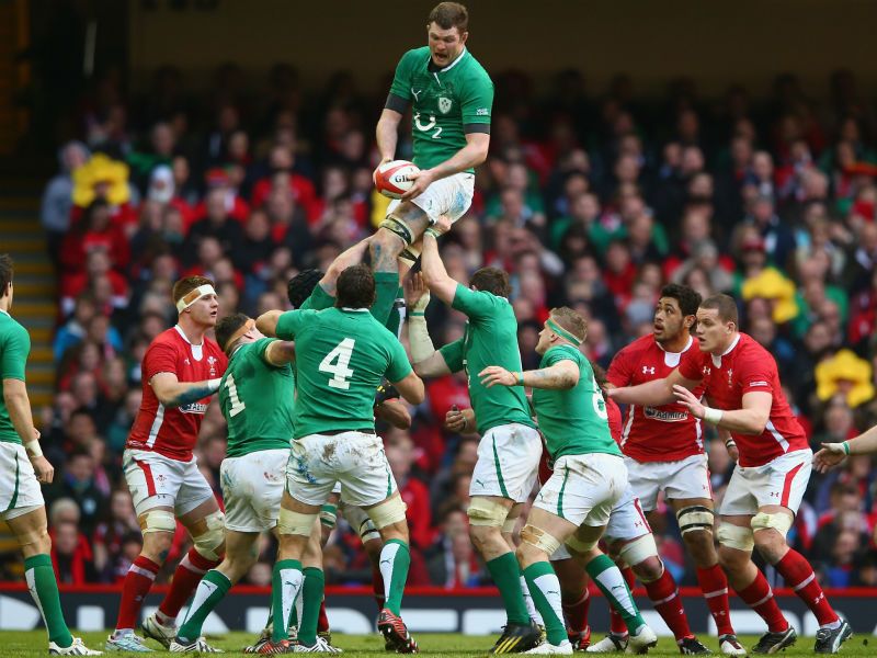 Flying high: Donnacha Ryan wins the ball at a line-out