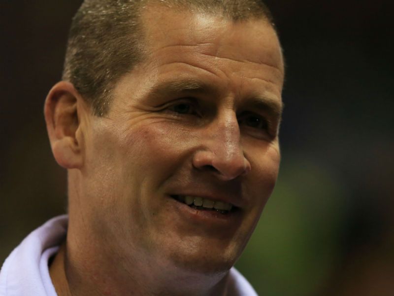 All smiles: England head coach Stuart Lancaster is happy after the win over Scotland
