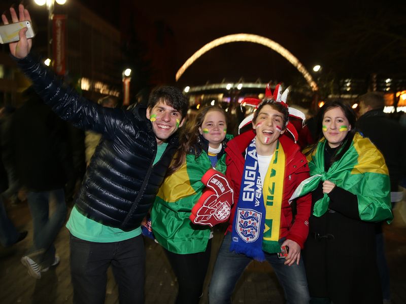 Brazil fans gather outside Wembley ahead of their side's glamour friendly with England
