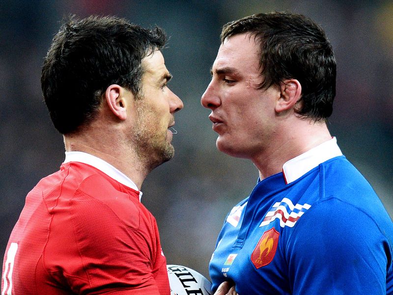 Squaring up: France's Louis Picamoles and Wales' Mike Phillips lock horns