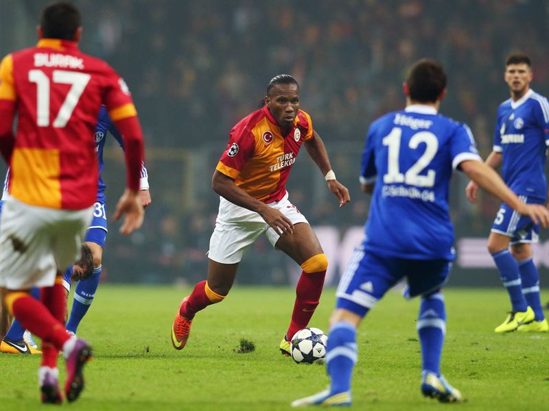 Drogba drives forward looking to make an impact but the match finishes all square