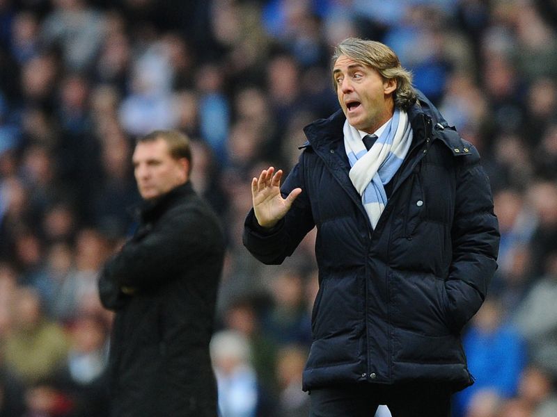 Roberto Mancini shouted instructions before the half-time break arrived with the score 1-1.