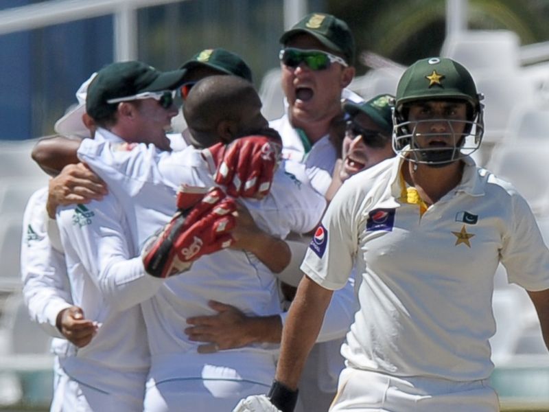 Nasir Jamshed was out for a duck in the second over.