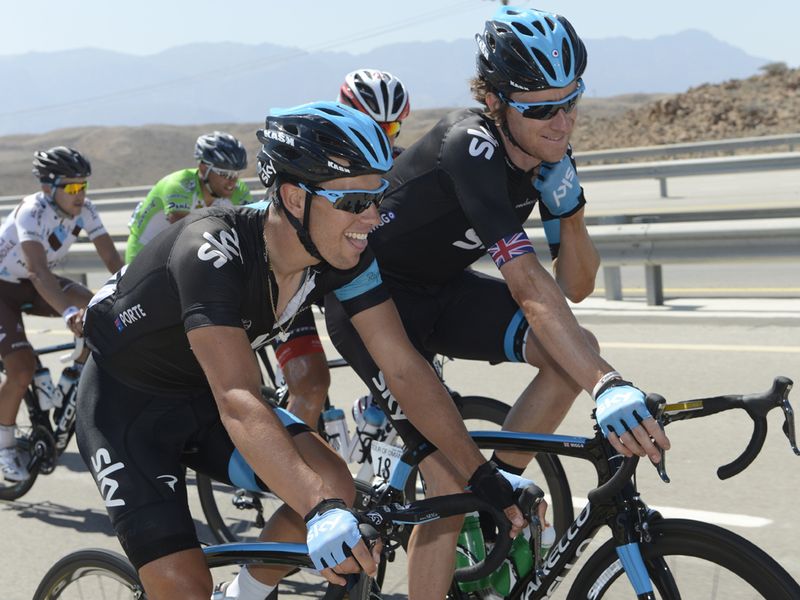 Wiggins shared a laugh with team-mate Richie Porte