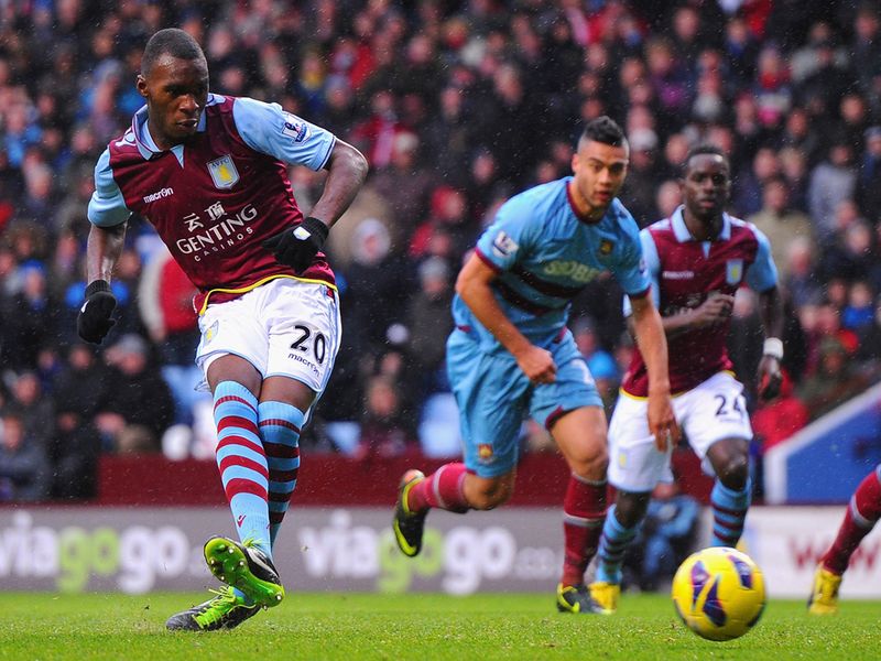 Benteke slides home a 74th-minute spot-kick to make it 1-0 to Villa.