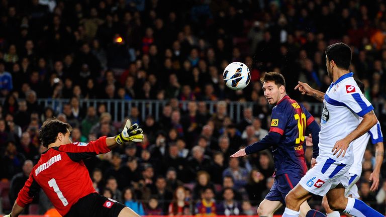 Lionel Messi scores for Barcelona.