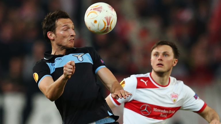 Libor Kozak and William Kvist battle for the ball