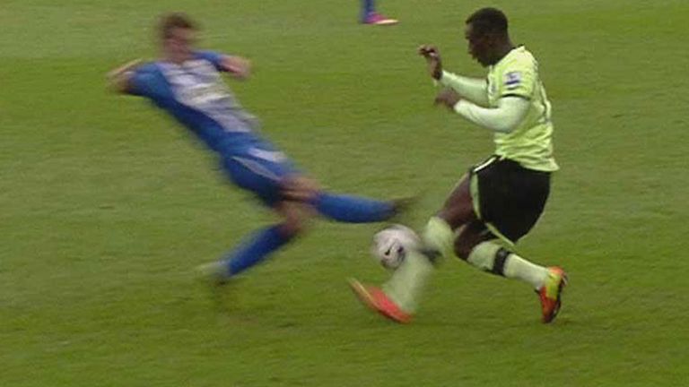 Callum McManaman: Referee Mark Halsey said he would have sent off the Wigan midfielder, had he seen this challenge