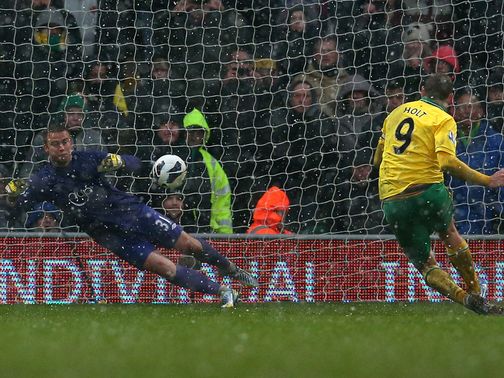 Artur Boruc saves Grant Holt's penalty on Saturday
