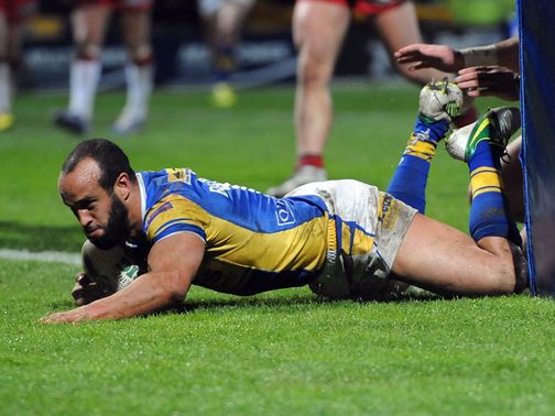 Jamie Jones-Buchanan scores a try for Leeds
