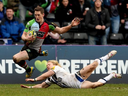 Tom Williams on the way to one of his two tries