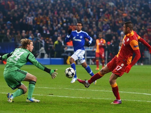 Burak Yilmaz scores Galatasaray's second goal on the night