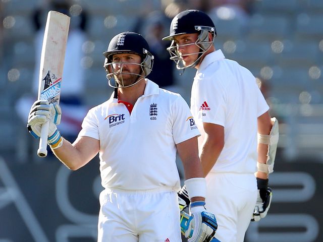 Matt Prior celebrates his century as he steered England to an unlikely draw