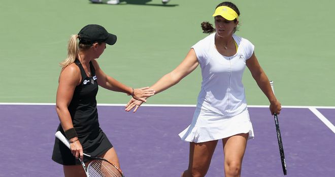 Laura Robson (R) and Lisa Raymond: Finalists at the Sony Open Tennis in Miami