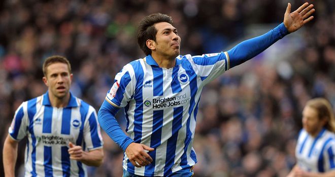 Leonardo Ulloa: His hat-trick kept Brighton sixth in Championship