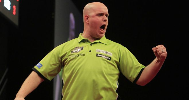 Michael van Gerwen: In sensational form in Cardiff (Image: Lawrence Lustig/PDC)