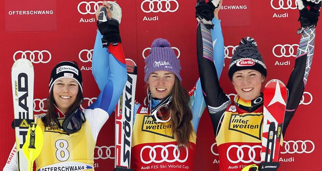 Tina Maze: Tops the podium for the 10th time this season