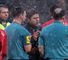 Mauricio Pochettino (c) confronts officials after the award of the penalty
