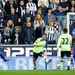 Wigan's Jean Beausejour scores his side's opening goal of the game against Newcastle
