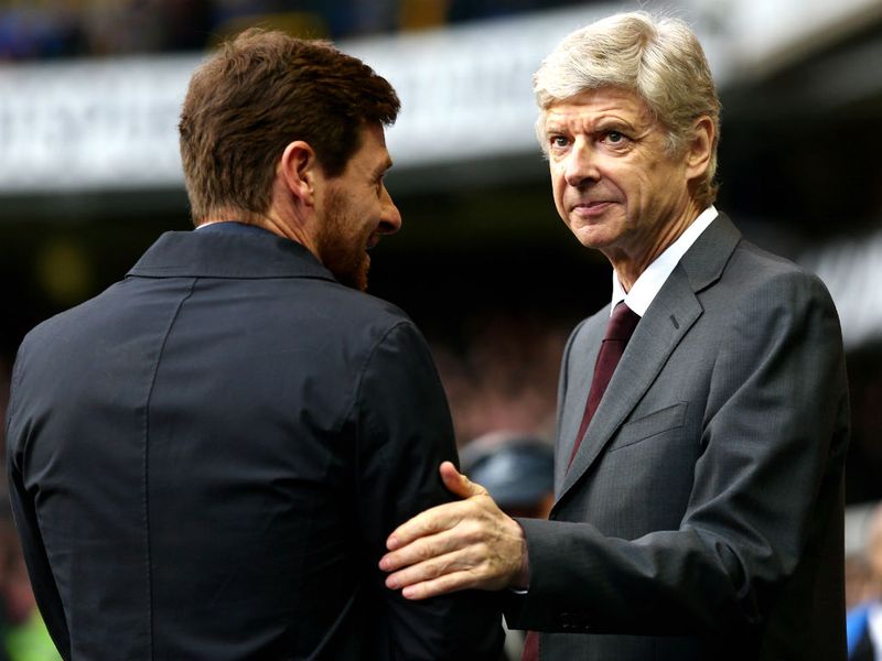 Arsene Wenger and his opposite number Andre Villas-Boas have a chat prior to kick-off
