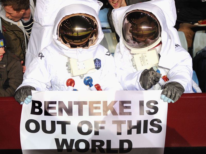 These two buoyant Aston Villa fans looked on knowing their side could have escaped the relegation zone with a point.