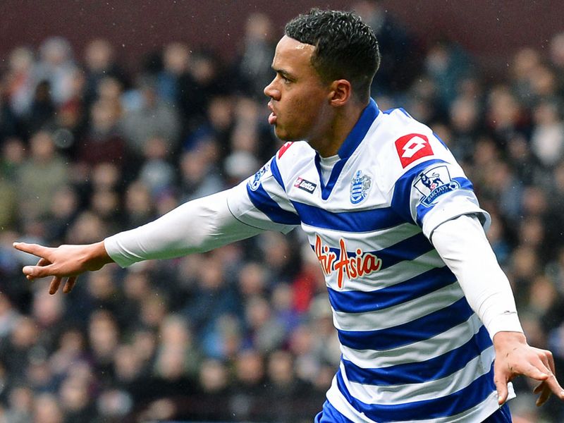 Jermaine Jenas celebrates after giving QPR the lead at Villa Park