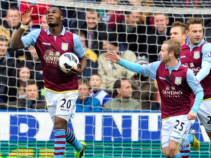 Christian Benteke celebrates after pulling Villa level