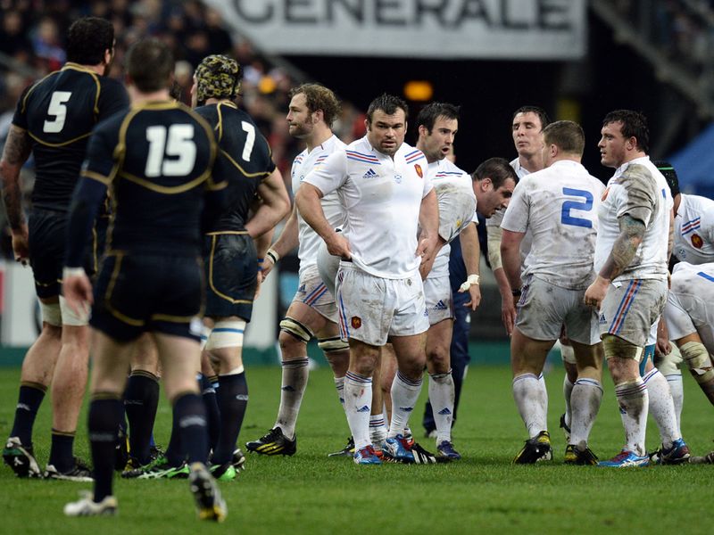 Kept out: Frustration for the French as they fail to score a first-half point