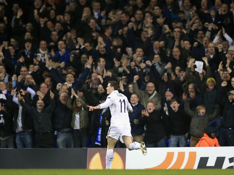 He's at it again. Gareth Bale heads Spurs in front against Inter Milan after just six minutes - his 11th goal in nine games for club and country