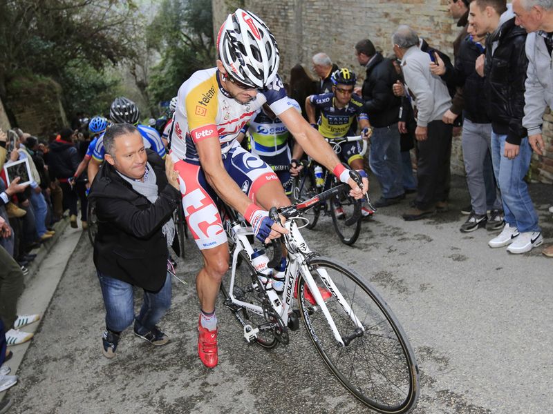 Others like Greg Henderson needed a push start on the incredible climb