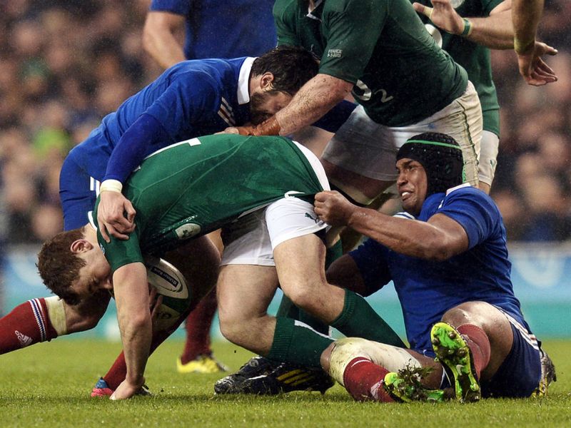 Stopped in his tracks: Ireland's fly-half Paddy Jackson is tackled