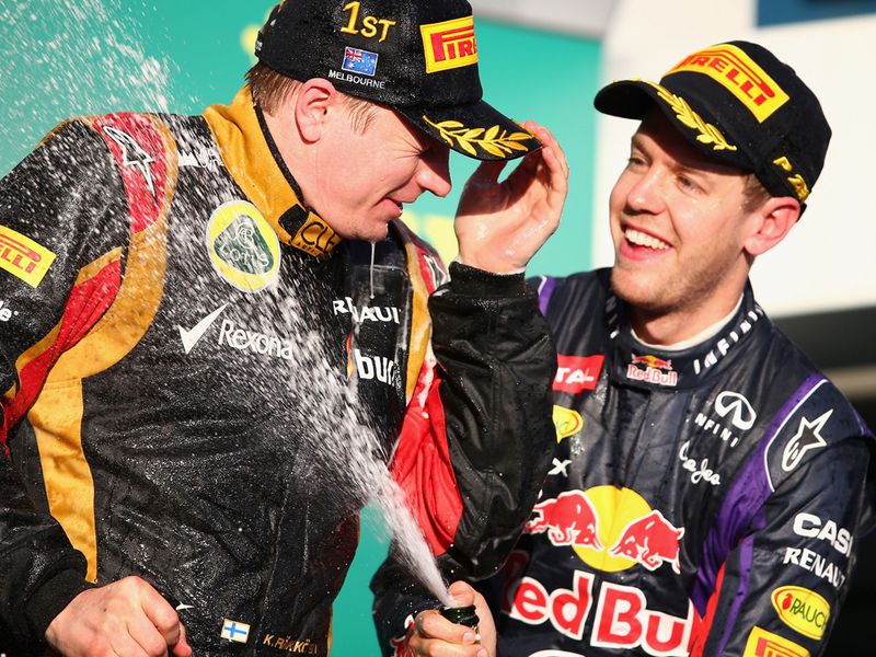 Kimi and Sebastian on the podium