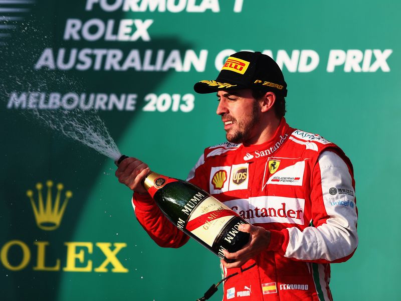 Fernando Alonso on the podium