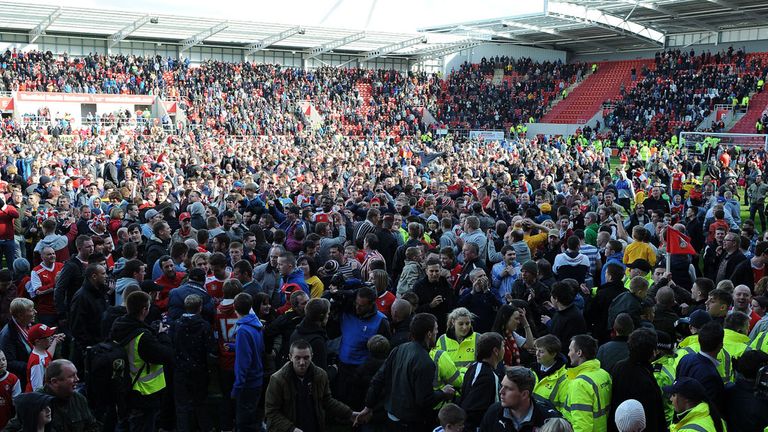 Rotherham fans: Celebrating their promotion