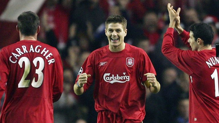 Steven Gerrard: Scored the third goal in a 3-1 win that Liverpool needed to go through to the knockout stages in 2004/05