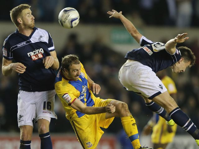 Palace's Glenn Murray is beaten to the ball