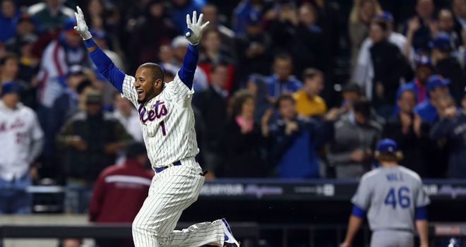 Jordany Valdespin celebrates his walk-off grand slam