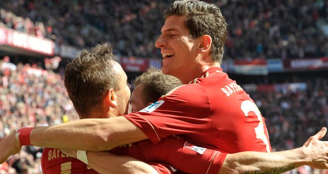Xherdan Shaqiri celebrates his goal for Bayern Munich
