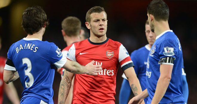 Jack Wilshere and Kevin Mirallas:  Were involved in a half-time altercation.