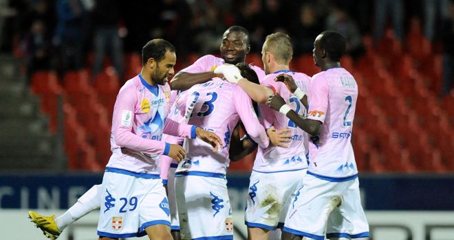 Evian celebrate Yannick Sagbo's strike