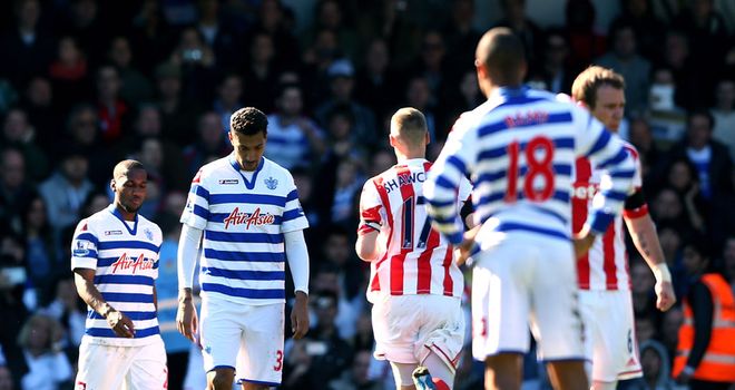 QPR players show their disappointment in 2-0 home defeat to Stoke