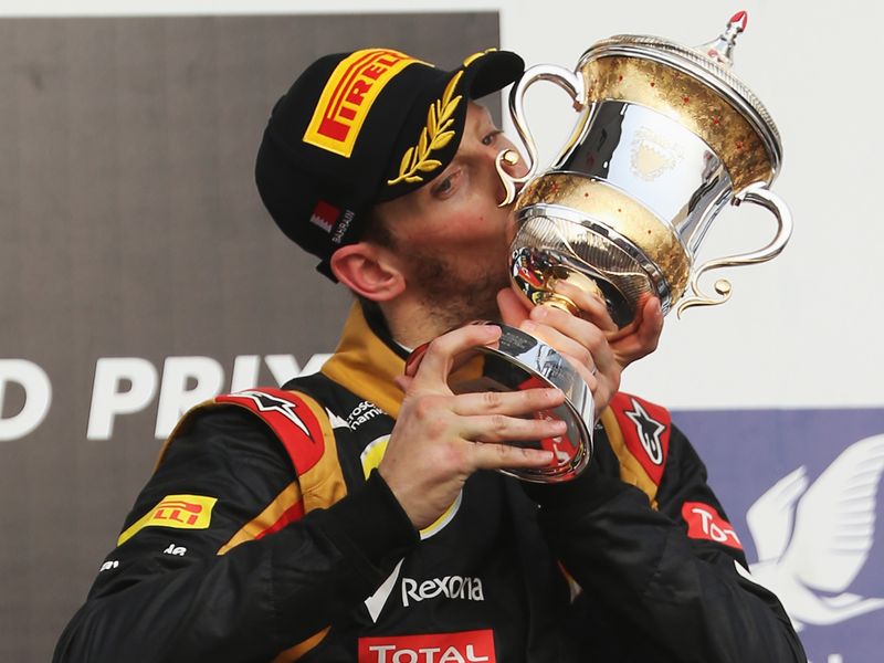 Romain Grosjean celebrates third