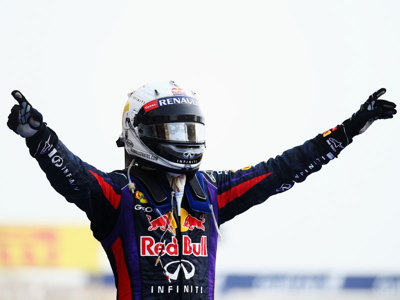 Sebastian Vettel: Celebrates victory in Bahrain