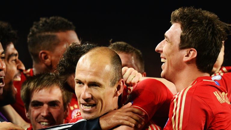 Arjen Robben: Celebrates his goal in the Camp Nou