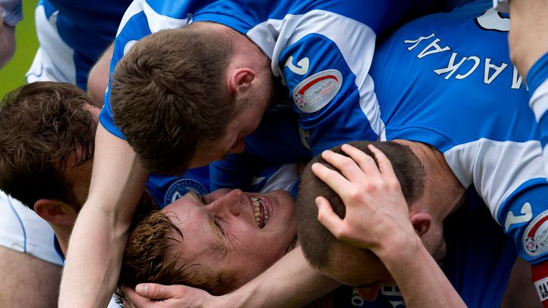 Liam Craig celebrates after his first-half strike at Tannadice