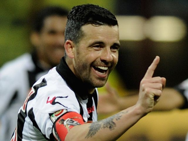 Antonio Di Natale celebrates his goal against Inter
