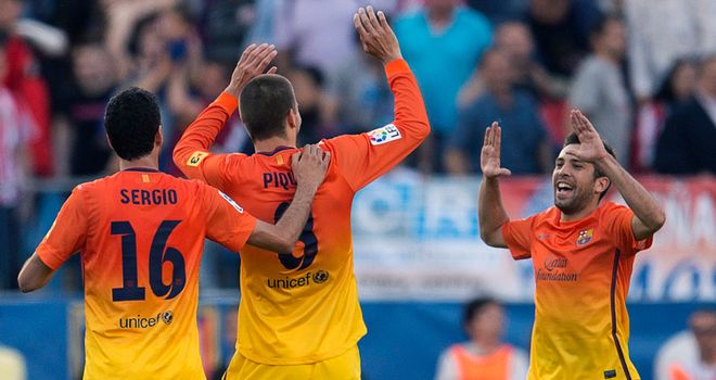 Barcelona celebrate after taking the lead