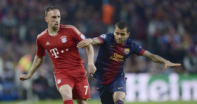 Dani Alves: Brazilian defender tangles with Franck Ribery