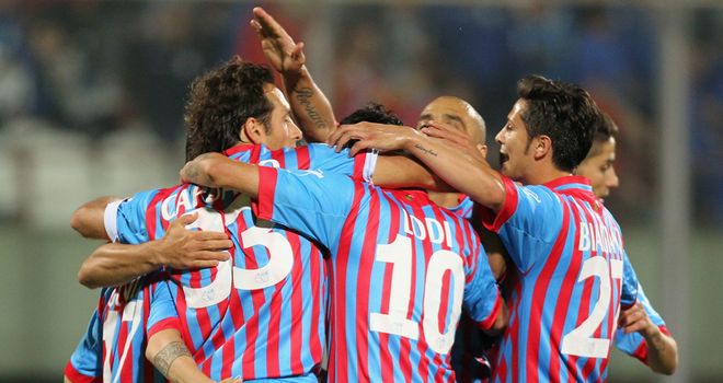 Catania celebrate the game's only goal