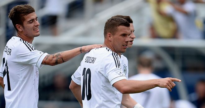 Lukas Podolski: Celebrates quick opener